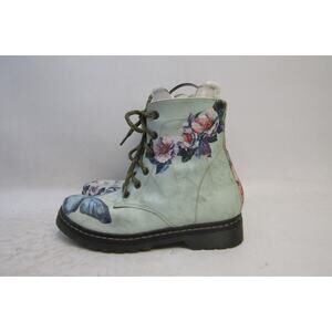 Goby Sz EUR 38 La Papillon Paris Blue Leather Zip Lace Up Ankle Fashion Boots